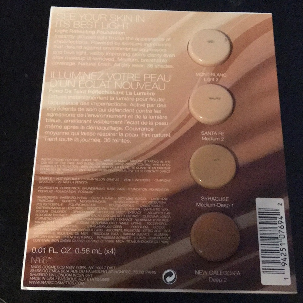 NARS Light Reflecting Foundation Samples 4X